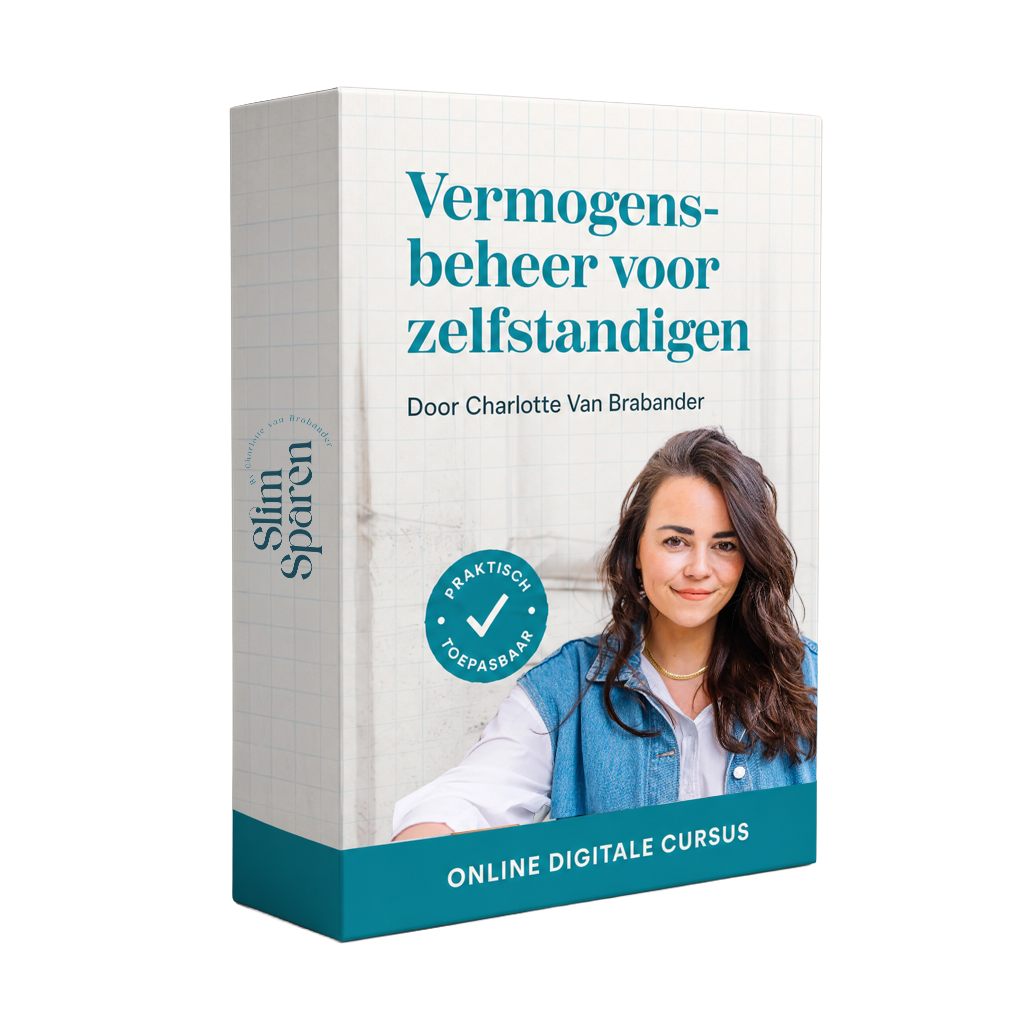 Doos van de online cursus Vermogensbeheer voor zelfstandigen door Charlotte Van Brabander