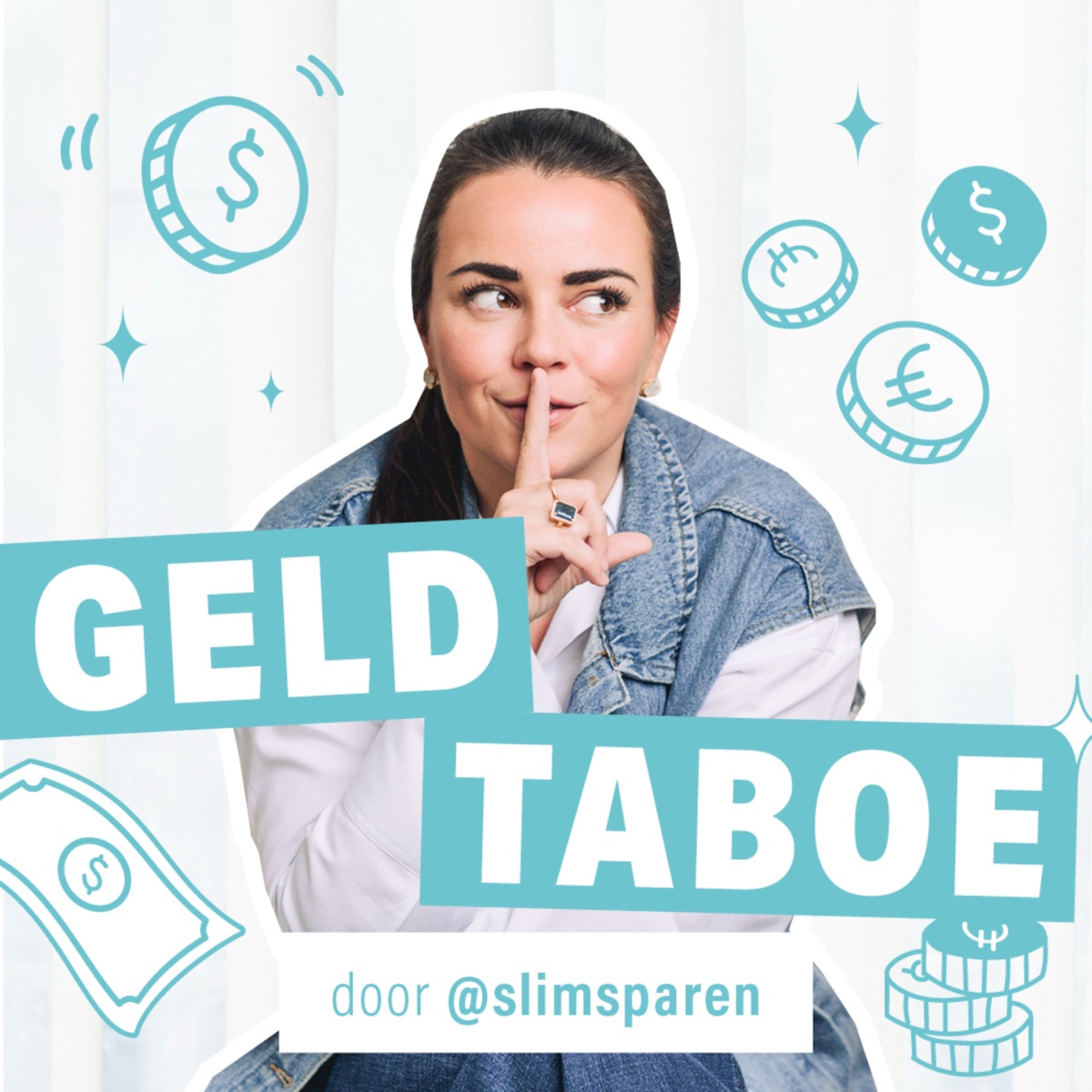 Cover van de podcast Geldtaboe door Slim Sparen, met Charlotte Van Brabander